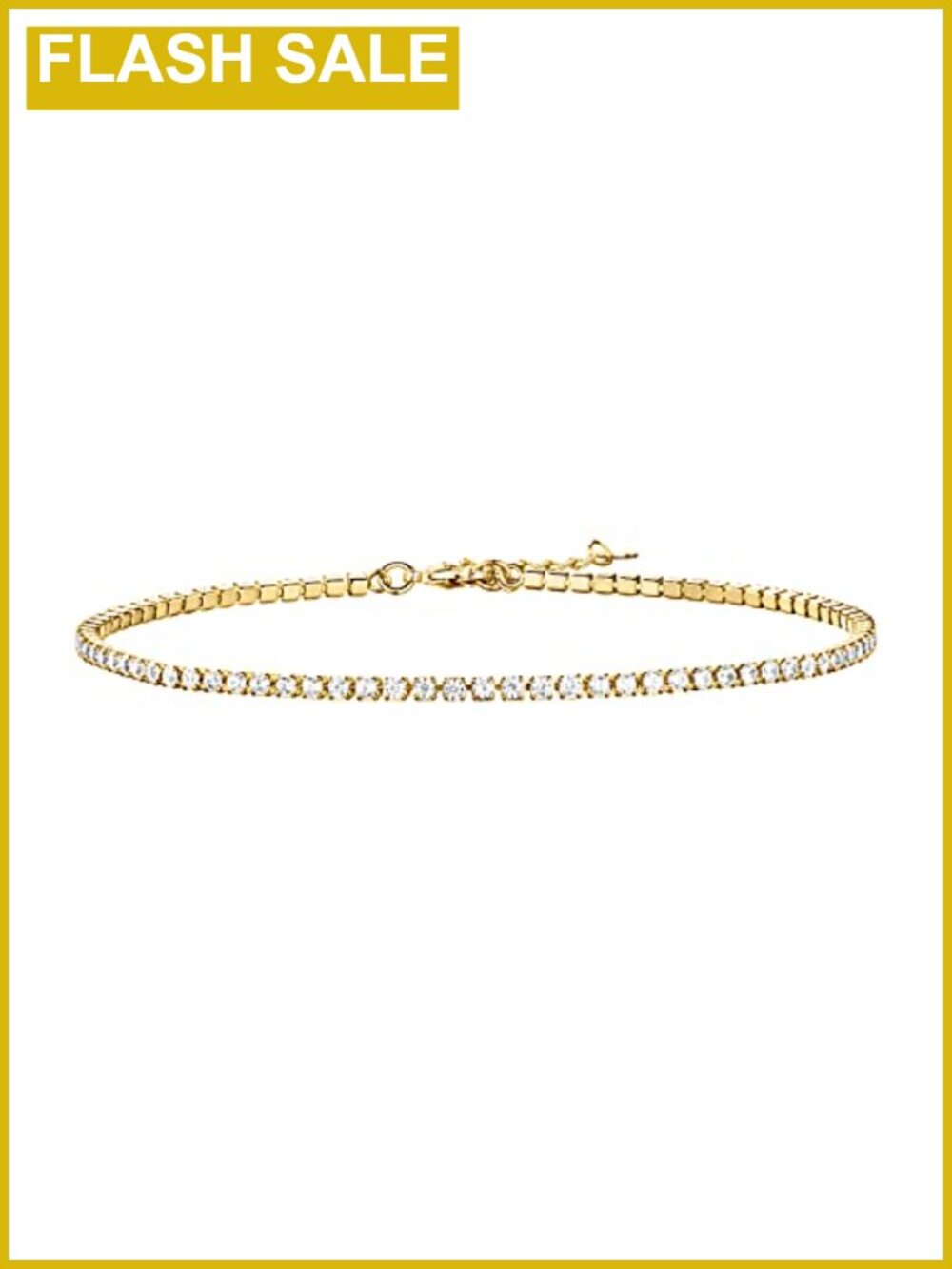 14K Gold Plated Tennis Anklet with Cubic Zirconia Stones